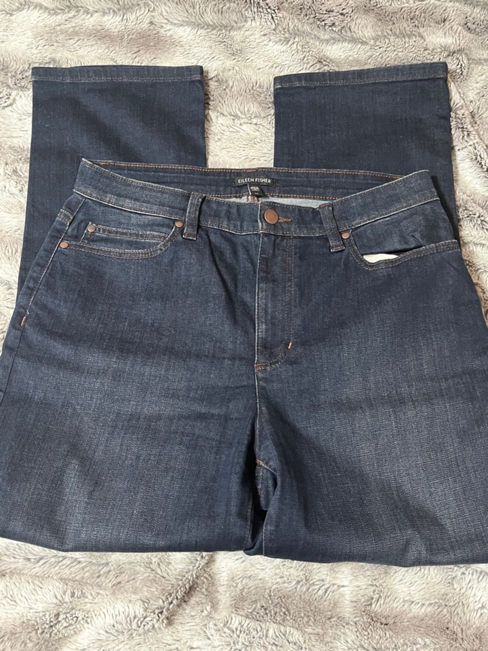 Eileen Fisher Dark Indigo Straight Jeans size 12